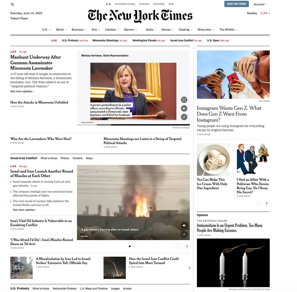The New York Times front page.