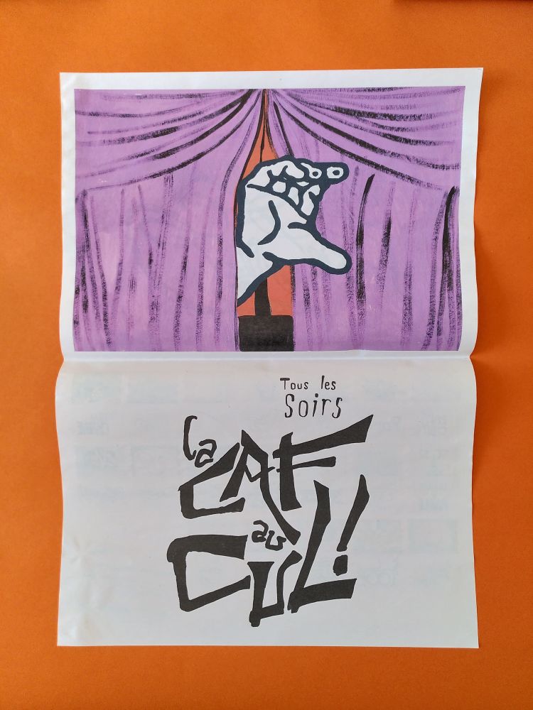 Affiche d'une fausse piece de théâtre issue de la micro-édition GRANDS SUCCÈS de Guillaume Chauchat, Pauline Barzilaï et Pauline Lecerf.