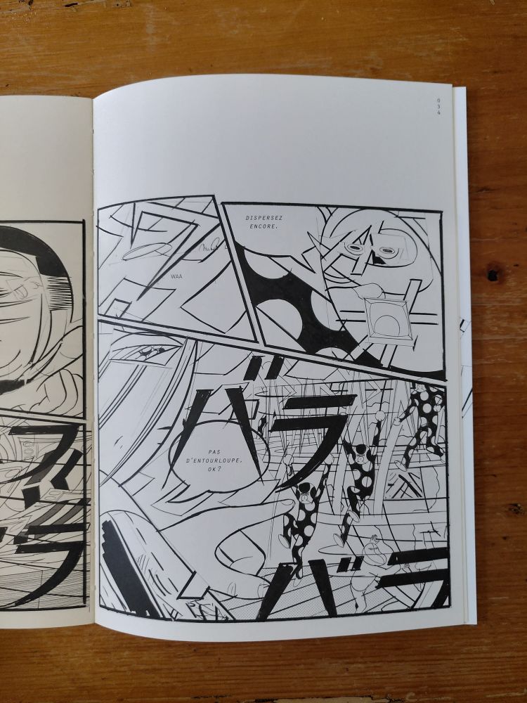 Double-page intérieure en noir et blanc de Burning Sounds de Yuichi Yokoyama aux éditions Matière