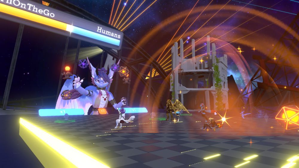 One giant furry versus 30 humans! Who will win?