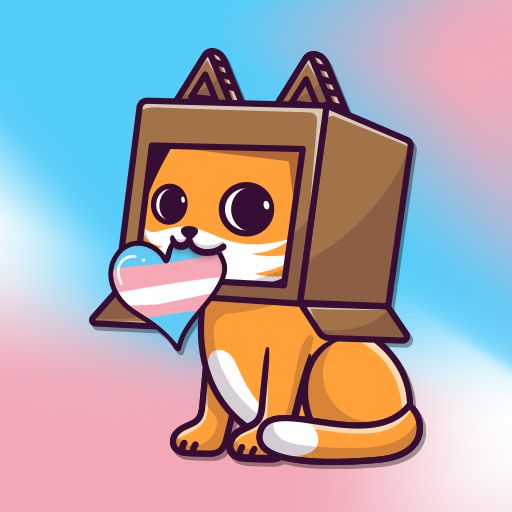 VRCat with a trans heart in his mouth! 