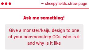 Give a monster/kaiju design to one of your non-monstery OCs: who is it and why is it like