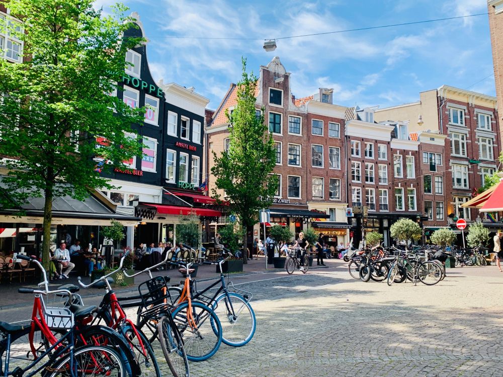 scenic view of Amsterdam with bikes