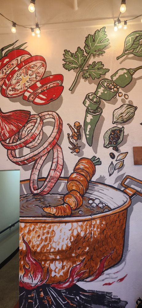 Indian food ingredients in mural form