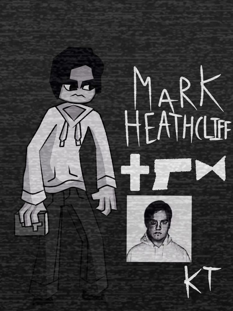 A simplified drawing of Mark Heathcliff from the YouTube horror series, The Mandela Catalog.