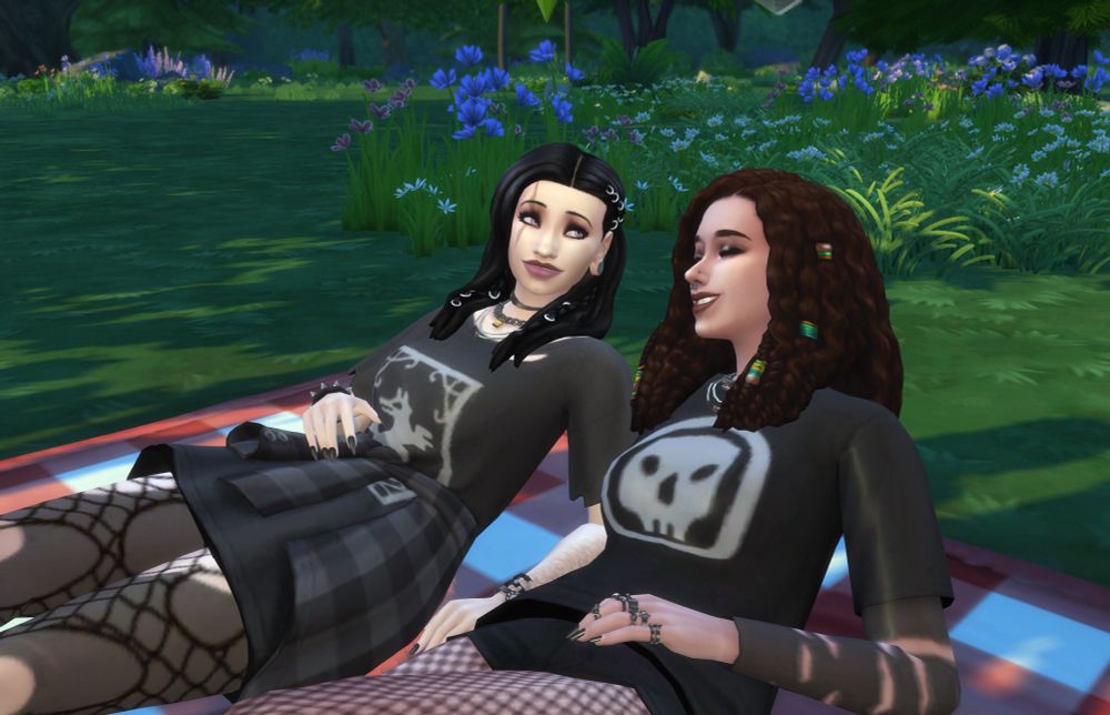 Goth lesbians in a park