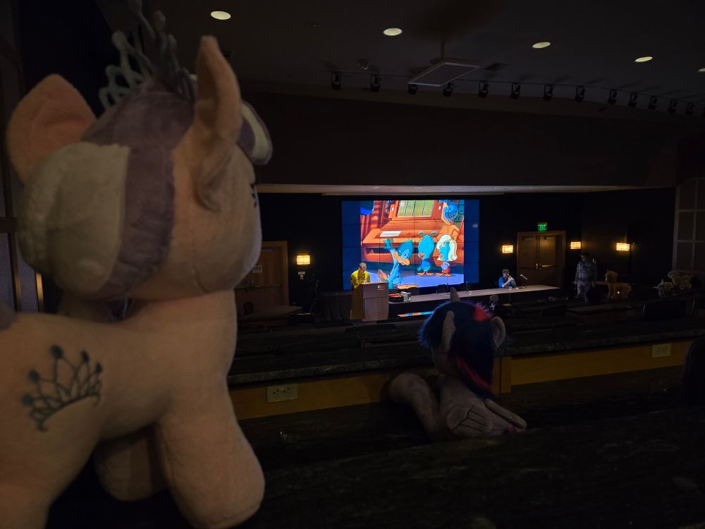 Di and I take in the Saturday Morning Cartoons panel, currently showing Tiny Toon Adventures