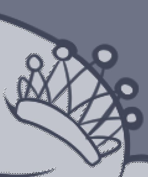 The tiara-shaped hairpin of a character I draw way too often to forget to put the arcs on their own layer because they break up the hair shape when using the Select tool, jeez.