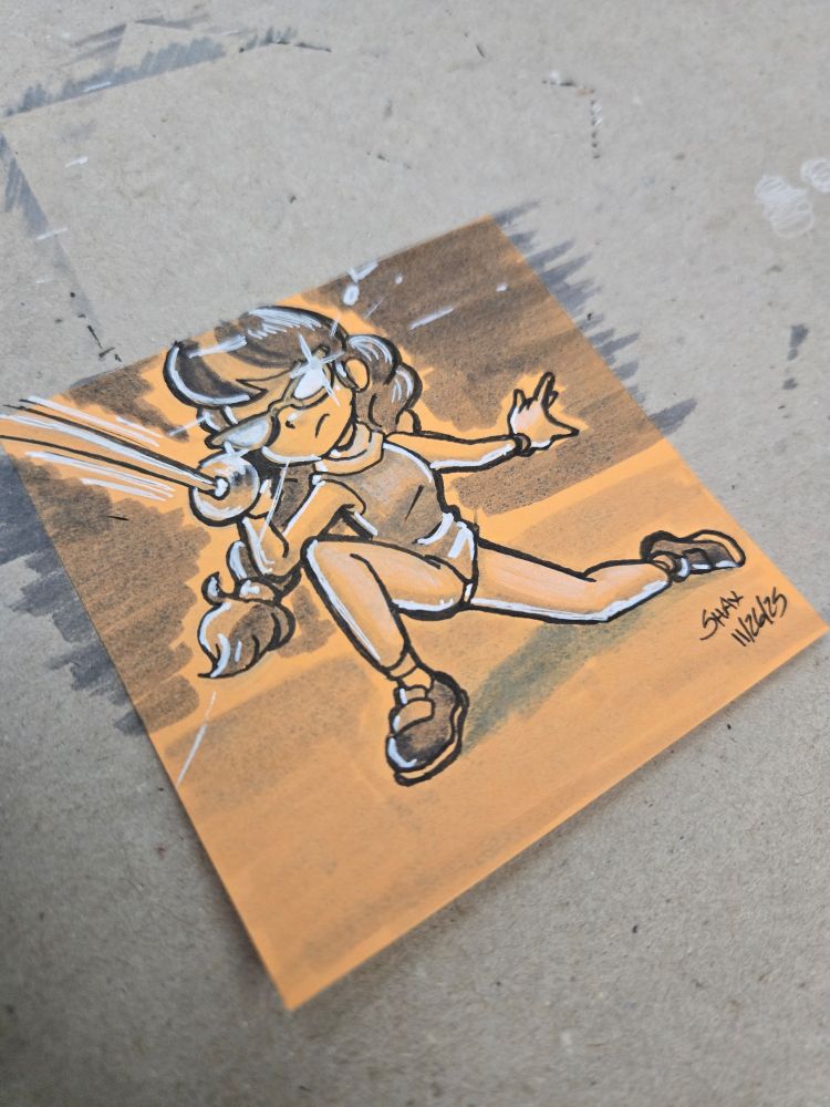 Silver Spoon (MLP:EqG) kneels to deliver a low thrust to her fencing opponent with her epee. 