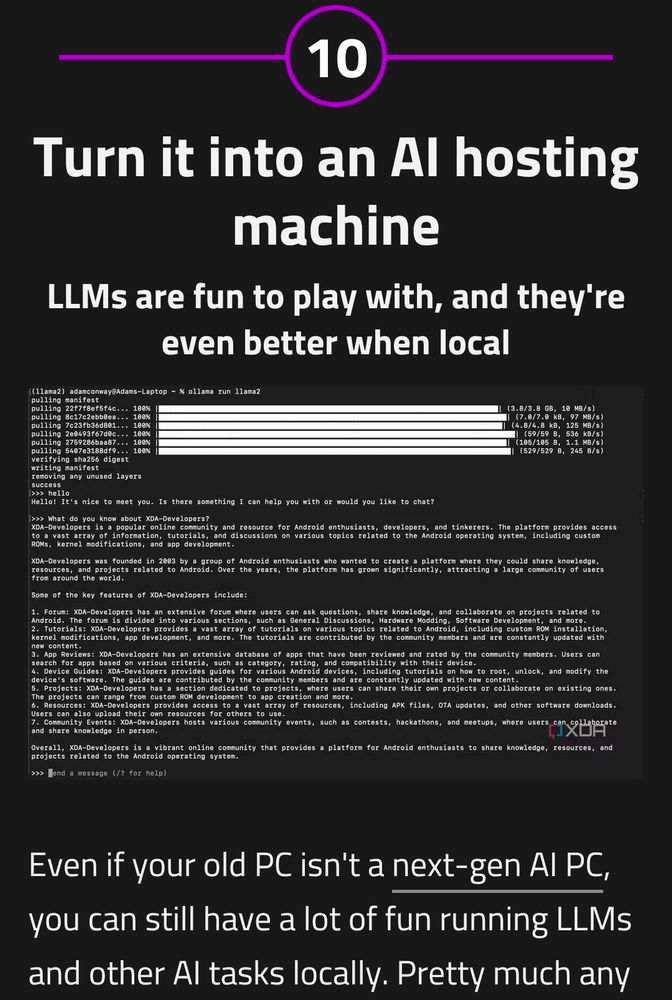 A result: 10 Things To Use Your Old Desktop PC For, from xda-developers.com. #10: turn it into an AI hosting machine! No fuckin' thanks, xda-developers.com! Eat shit and/or die!

(#9: "Install Stable Diffusion and generate some AI images!" Geez, just drowning in the kool-aid, huh)