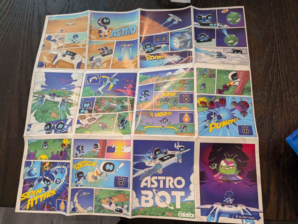 Astro Bot instruction manual - comic panel style