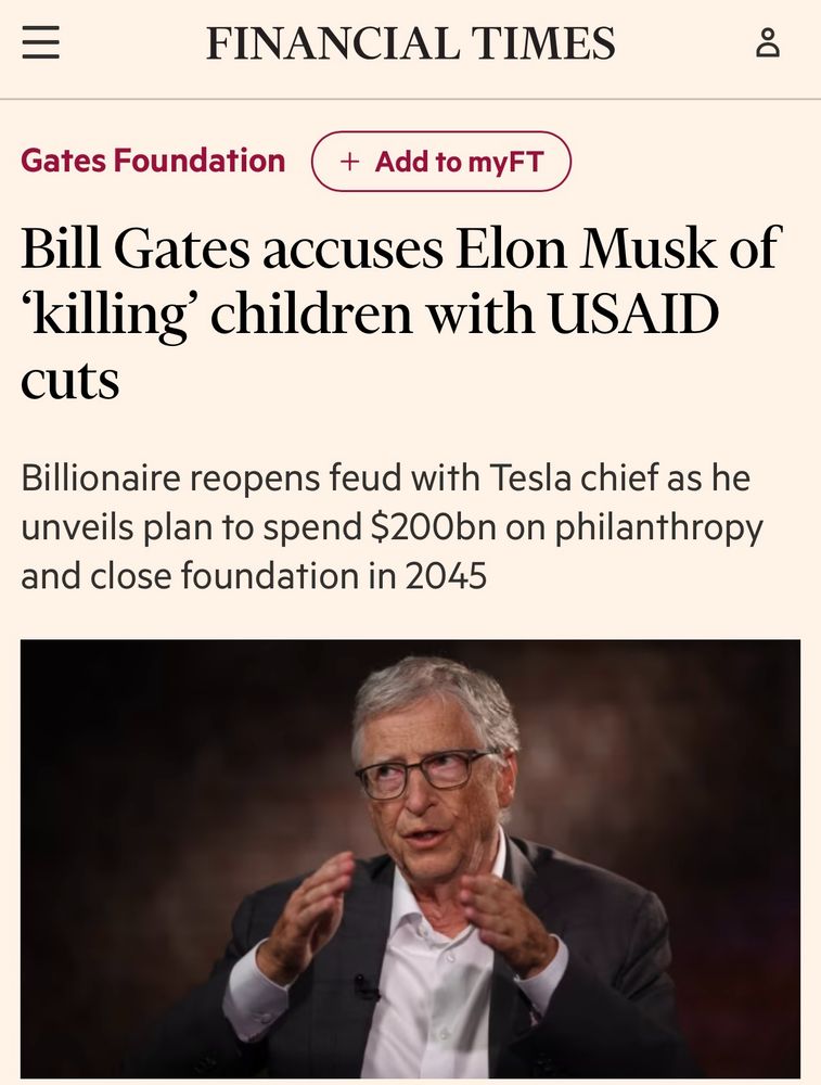 Financial Times: Bill Gates accuses Elon Musk of ‘killing’ children with USAID cuts 