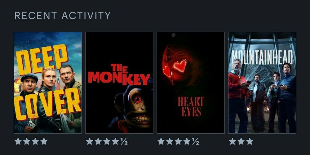 Last Four Watched - Deep Cover, The Monkey, Heart Eyes, Mountainhead