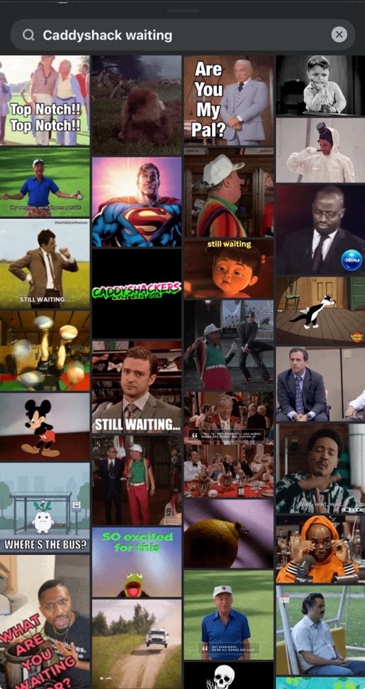 A gif search for “caddyshack waiting” does not give the most obvious result 