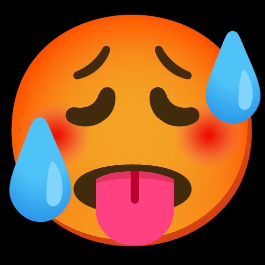 Mix de emojis 🥵 e 😩 do Android.