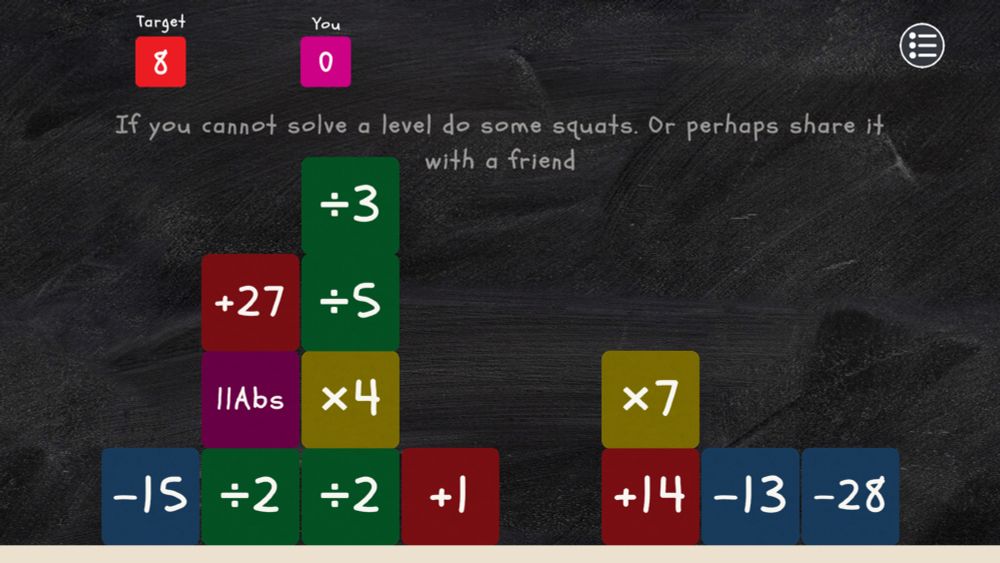 Game screenshot featuring some blocks with numbers 