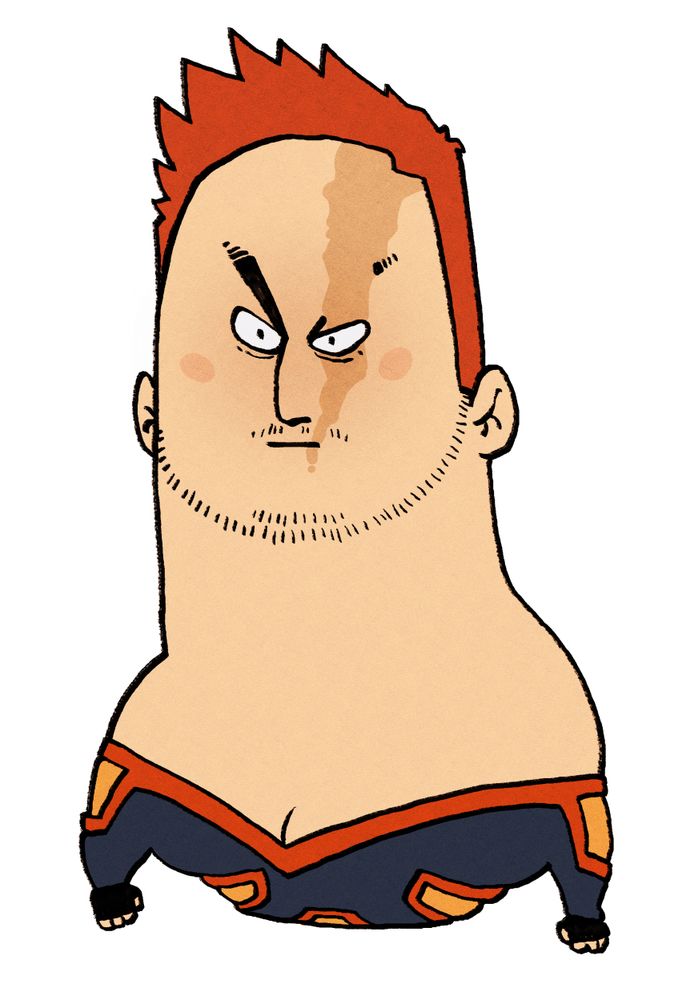 A really goofy drawing of Enji, he looks like a thumb with a beard.


#petedrawings