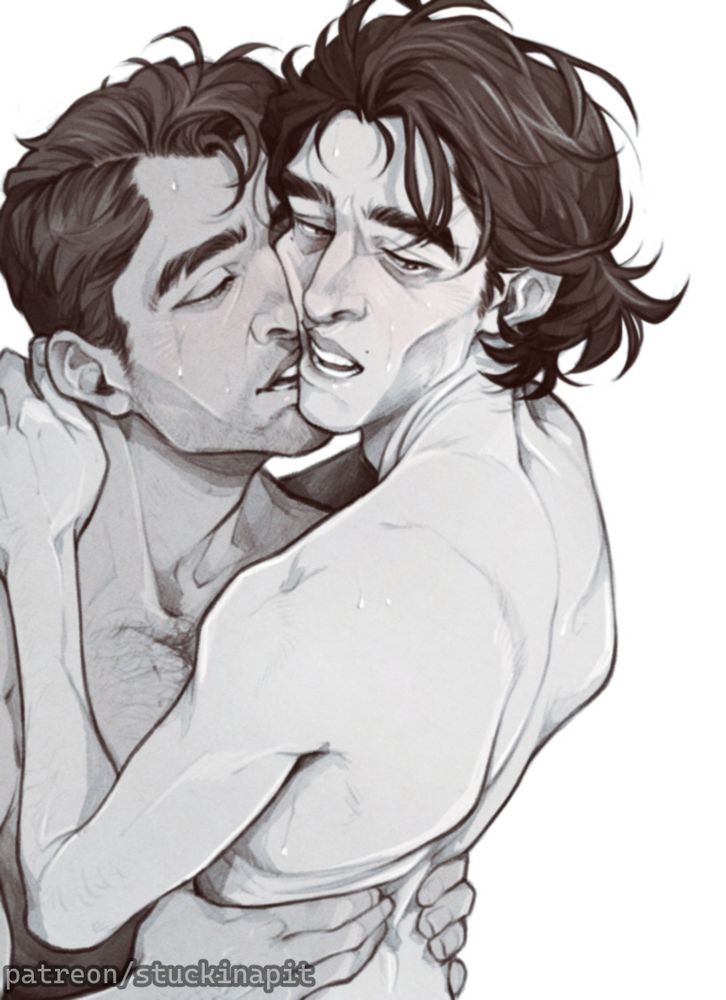 Cropped drawing of Jayce and Viktor in an intimate embrace. The crop implies NSFW activities beyond its border.

#petedrawings #peteNSFW #petepreviews
