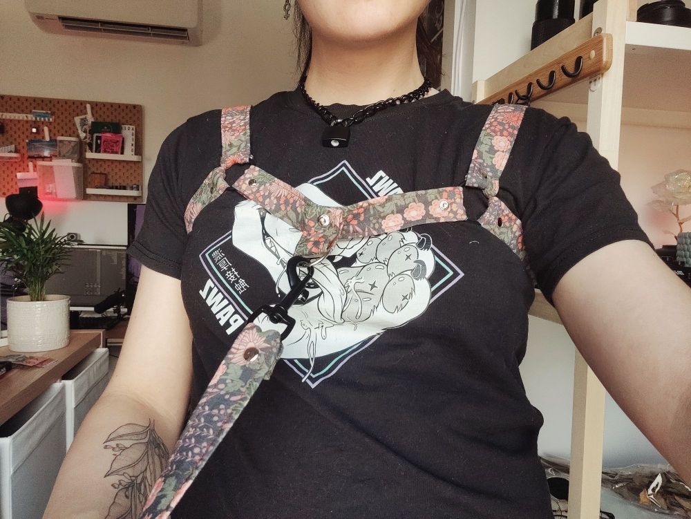 Photo of a lead connected to the chest harness