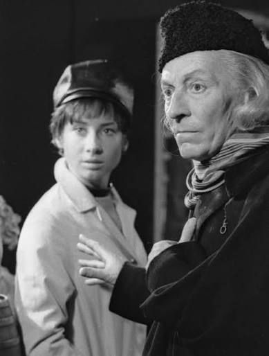 Carol Anne Ford as Susan and William Hartnell as the Doctor.