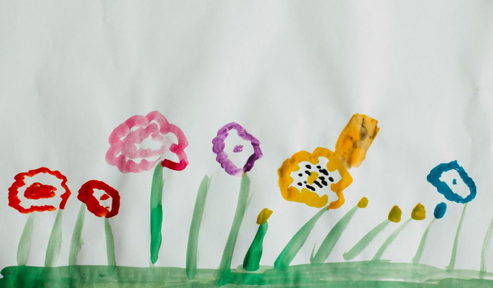 Kindertekening bloemen 
