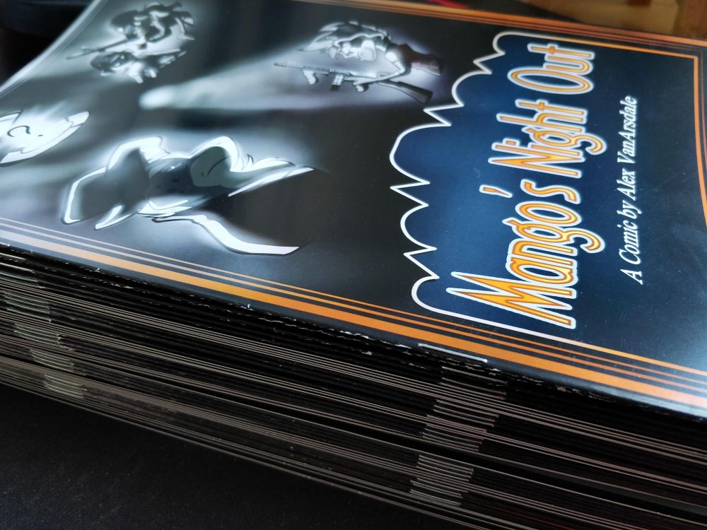 a stack of comics