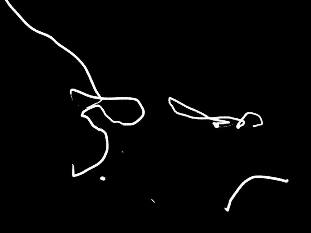 bold white squiggly shapes on a black background. what could they mean?