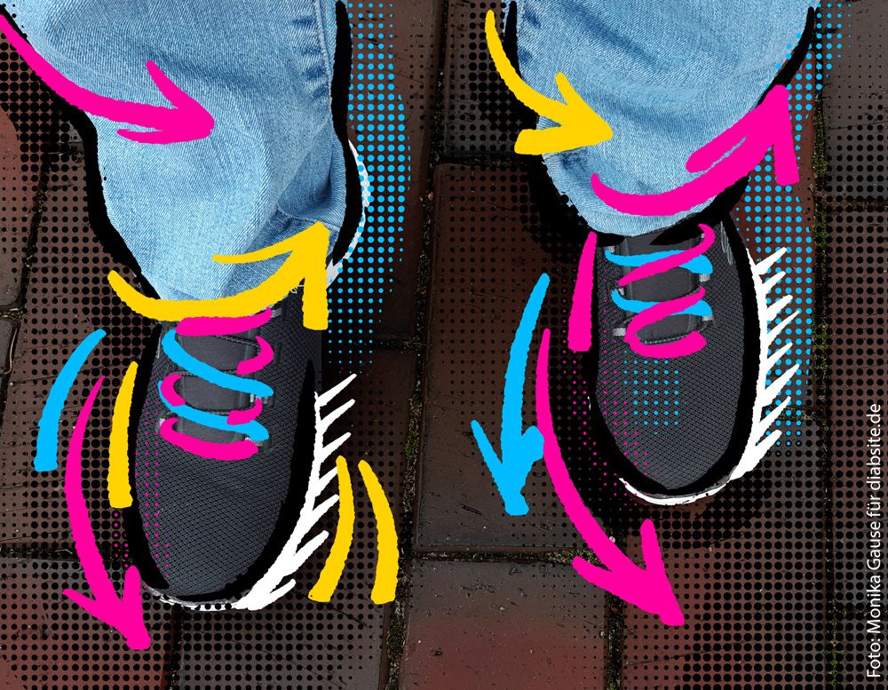 Bequeme Schuhe anziehen und bewegen.