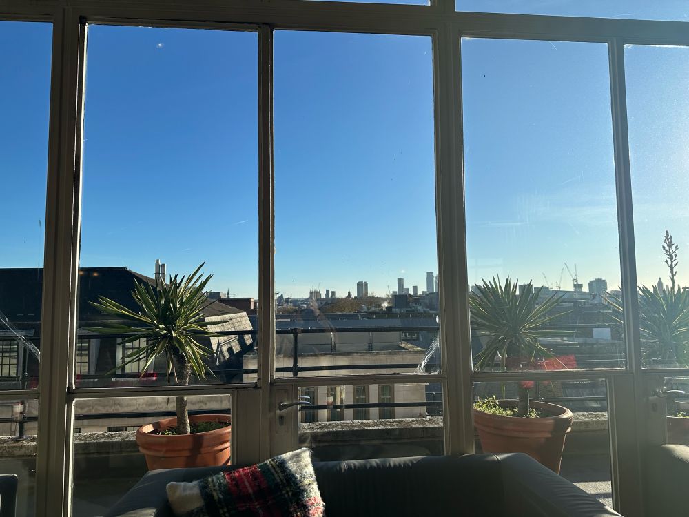A blue sky view from the cafe at the top of Waterstones whose name I can’t recall. 