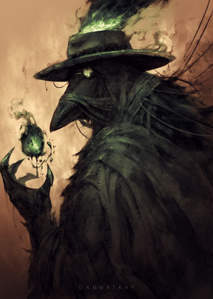 Drawing of magical plague doctor