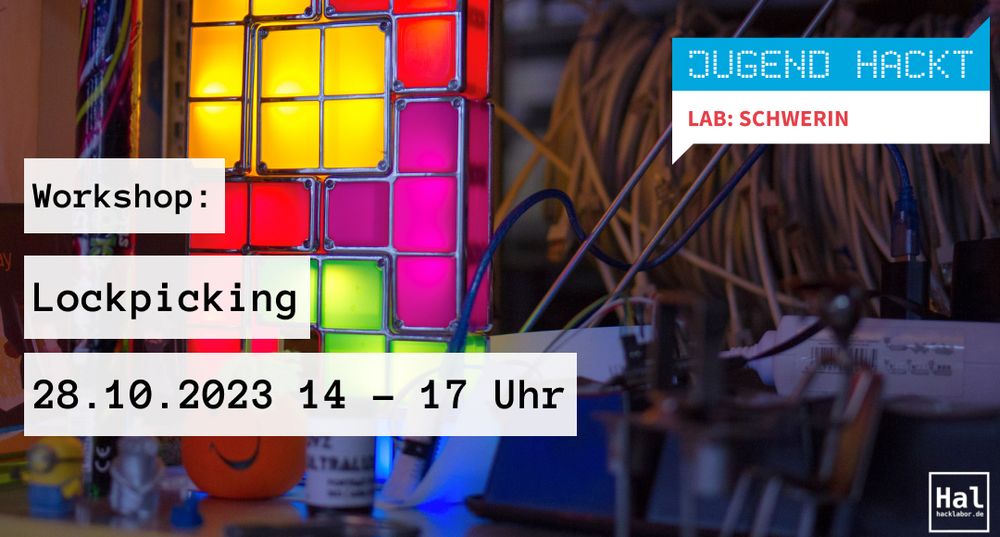 Workshop Ankündigung:
Jugend hackt Lab Schwerin
Lockpicking
28.10.2023 14 - 17 Uhr