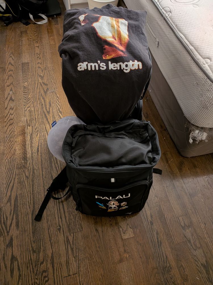 my stuff, packed and ready for Sheltercon!

(the mattress has been clawed up by cats - no I do not bite it.)