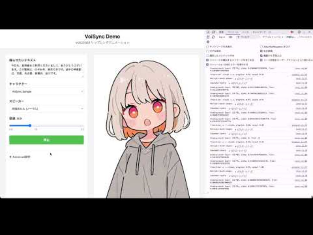 VoiSync / VOICEBOX API → WebAudio + canvas リップシンク