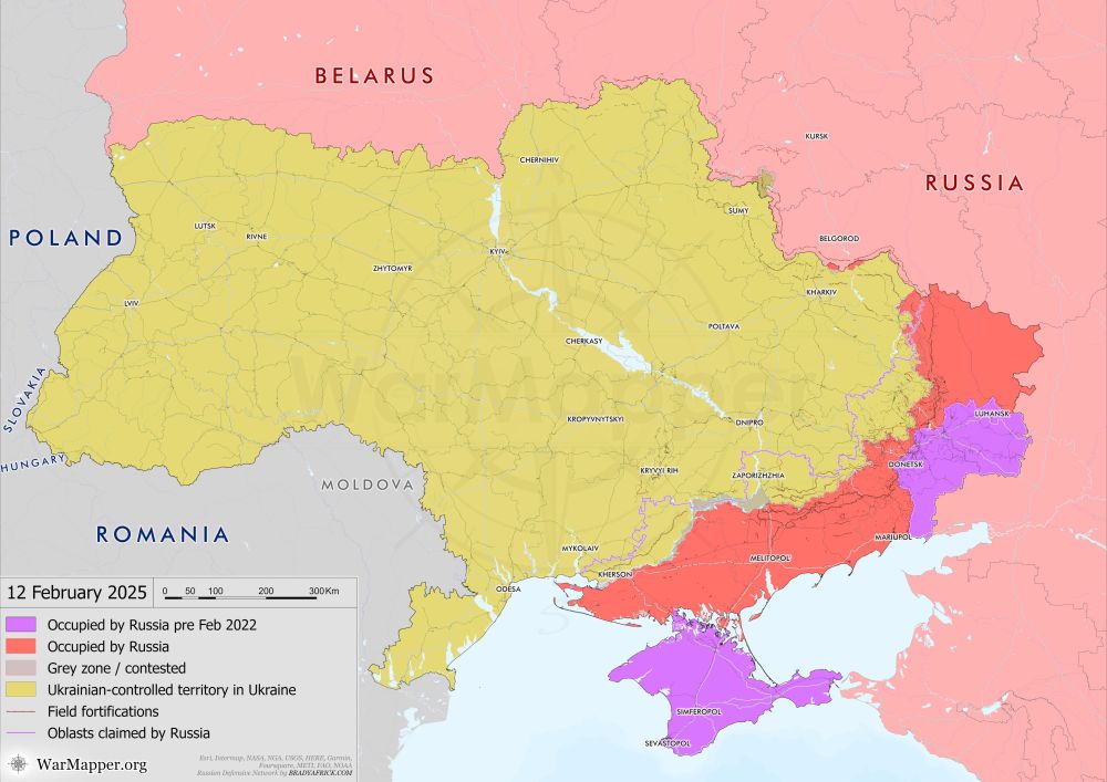 Carte générale du front Ukrainien au 12/02
Quelques modifications tactiques
Source @warmapper