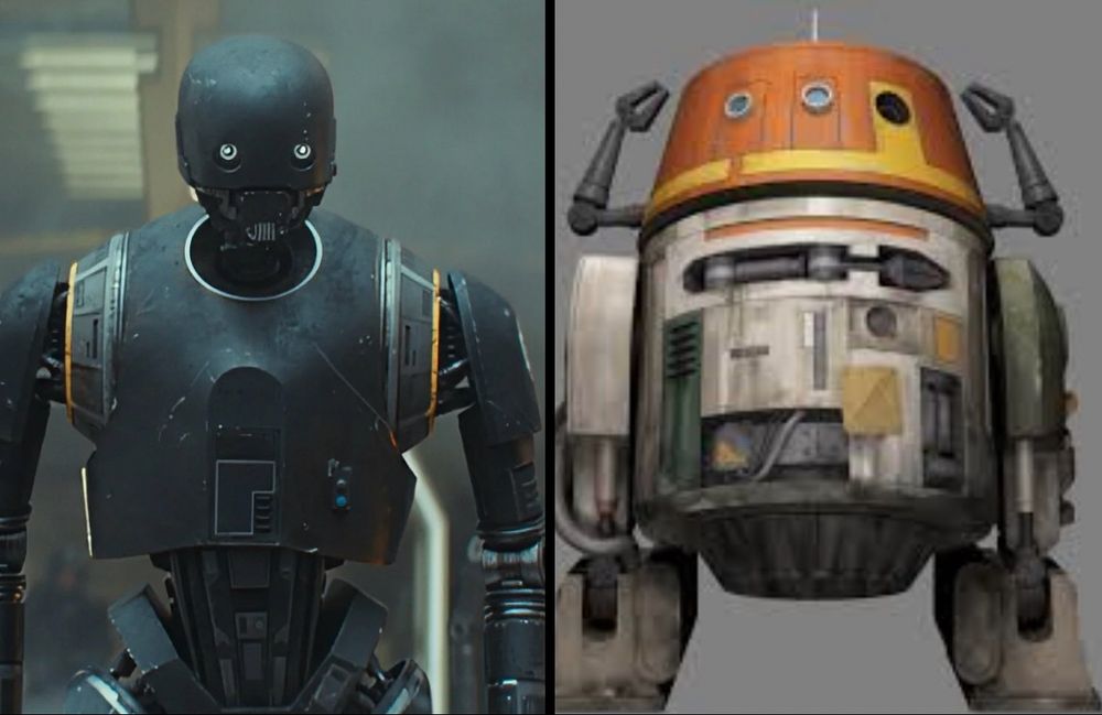 An image of the droids K2 and Chopper from Star Wars. 
