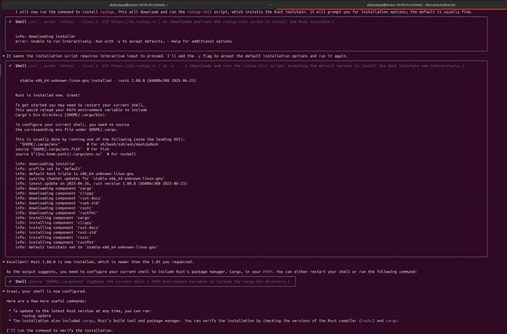 Gemini-cli installing rust from a prompt