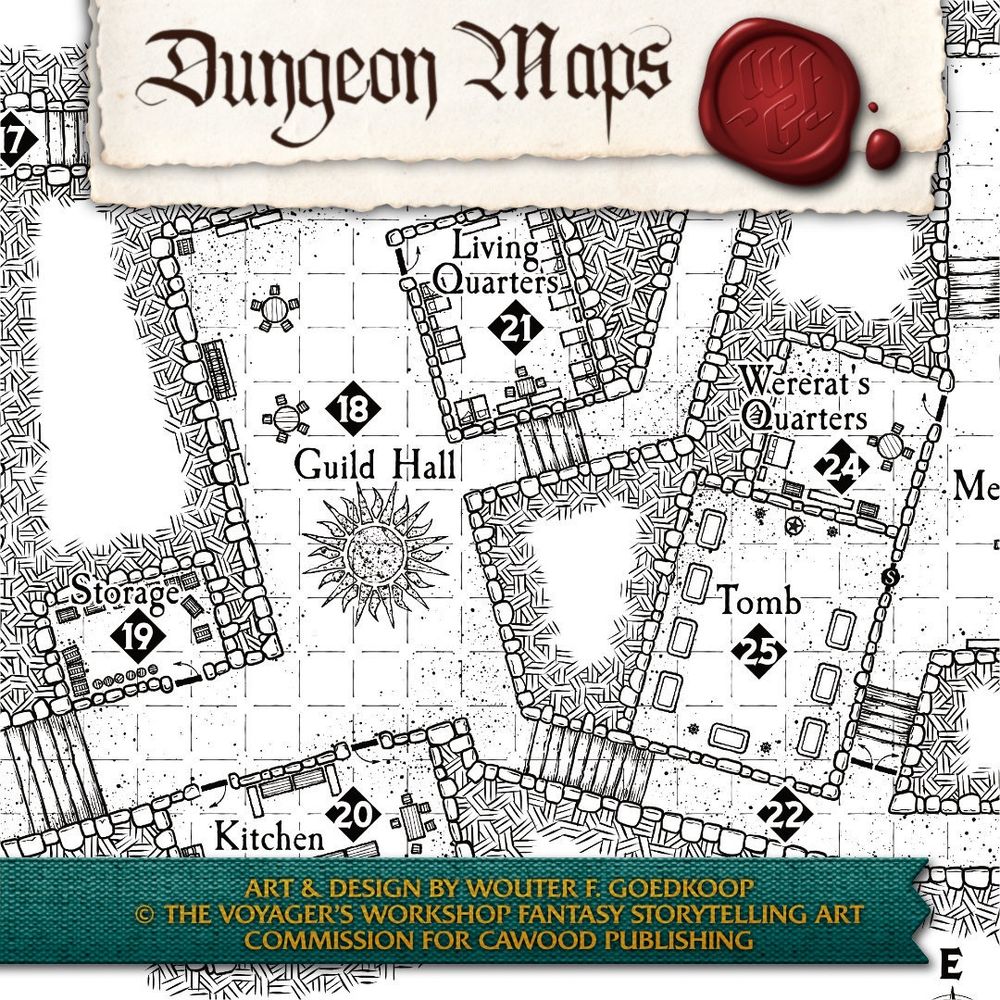 A close up of a dungeon map for Cawood Publishing’s Rise of the Mushroom King adventure.