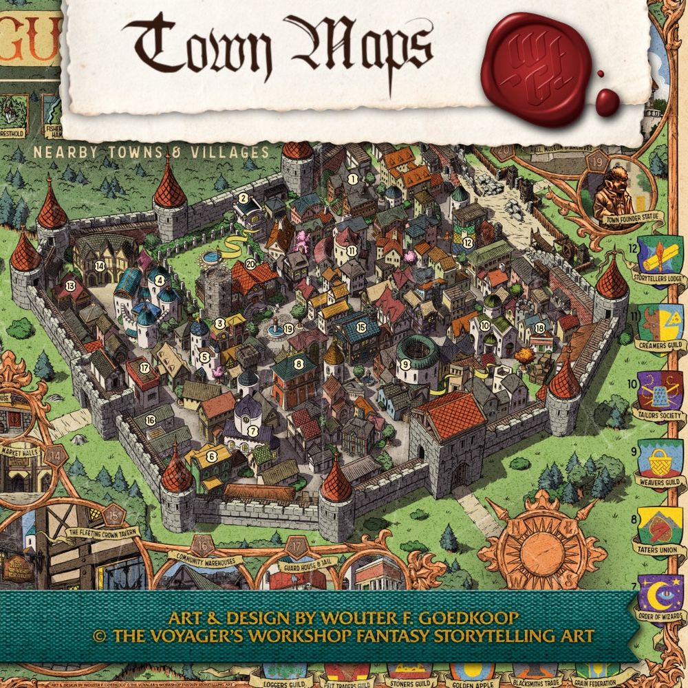 An isometric map of the town of Guildenhof.