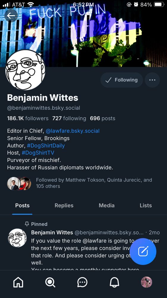 A picture of the blue sky account for the brilliant Benjamin Wittes of the also brilliant Lawfare