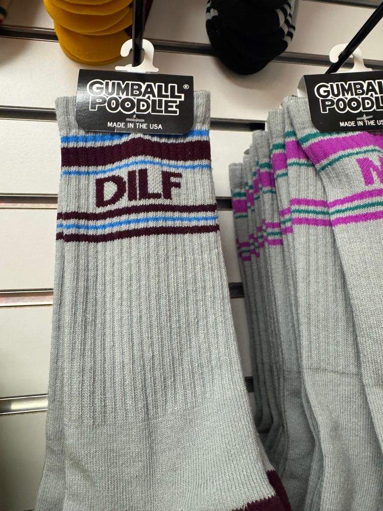 Socks that says “DILF”