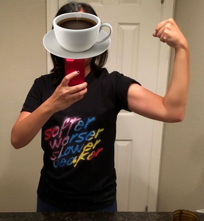 A before picture of myself from 2019 flexing an arm. The arm has a tiny bicep peaking out.