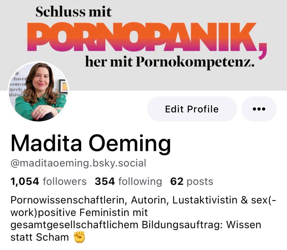 Screenshot von meinem Profil, auf dem 1054 Follower*innen angezeigt werden