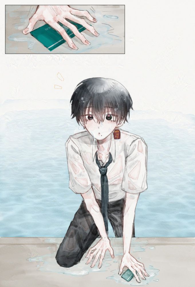 หลังจากที่อายามิทสึเริ่มออกตามหาบัตรได้สักพักหนึ่ง เขาก็เห็นเงาเลือนลางที่ปลายหาง เบื้องหลังเงานั้นเป็นสระว่ายน้ำของโรงเรียน 

ด้วยสัญชาตญาณเขาเลือกที่จะเดินตรงไปยังสระน้ำเบื้องหลังเงาที่คาดการณ์ว่าคงเป็น'น้องสาว'ของเขา

' คงจะเจออะไรเข้าสินะ '

อายามิทสึเดินมาถึงที่หมายปลายทาง ในสระน้ำมีบัตรนักเรียนใบหนึ่งลอยอยู่ไม่ใกล้ไกลขอบสระ หากเขามองไม่ผิดที่นั้นคงเป็นบัตรของเขาแน่นอน 
เขาเอื้อมมือไปหมายจะหยิบบัตรใบนั้นแม้ระยะจะไม่ไกลเกินเอื้อมถึงแต่ก็ไม่ได้ใกล้จนหยิบง่ายเช่นกัน อีกนิดเดียว อีกนิดเดียวเขาก็จะได้บัตรใบนั้นมา

แต่ไม่รู้เพราะผีผลักหรืออะไร อายามิทสึเสียท่าไปในจังหวะเดียวกับที่กำลังจะคว้าบัตรไว้ได้พอดี สุดท้ายเขาก็ตกลงมาในสระจนตัวเปียกโชก  เอาเถอะ อย่างน้อยก็ได้บัตรมาแล้วล่ะนะ