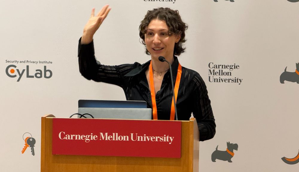 Photo of Andrea Bajcsy speaking at the CyLab Robotics Security and Privacy Workshop