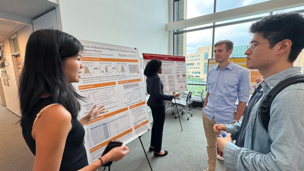 Photo of Carnegie Mellon REUSE student presenting their research during the REUSE poster session