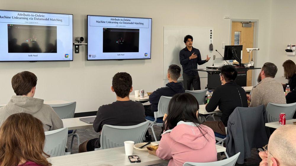 Photo of Seth Neel lecturing at Carnegie Mellon University