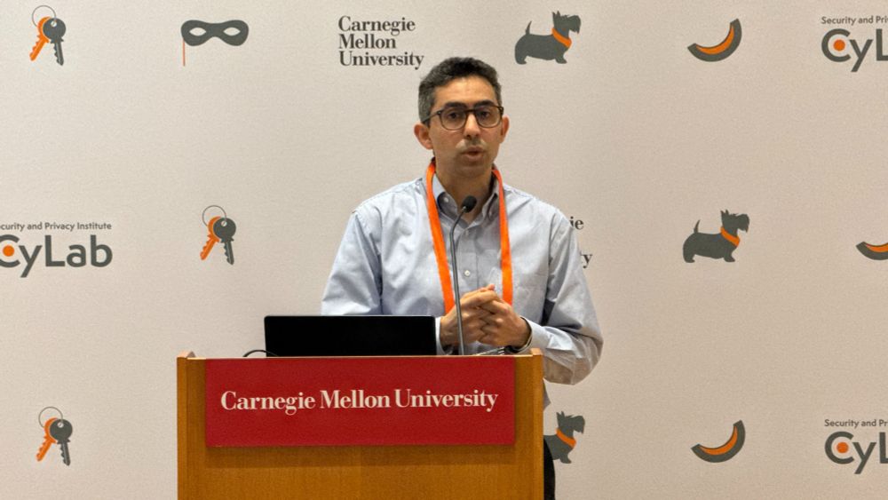 Photo of Kassem Fawaz speaking at the CyLab Robotics Security and Privacy Workshop