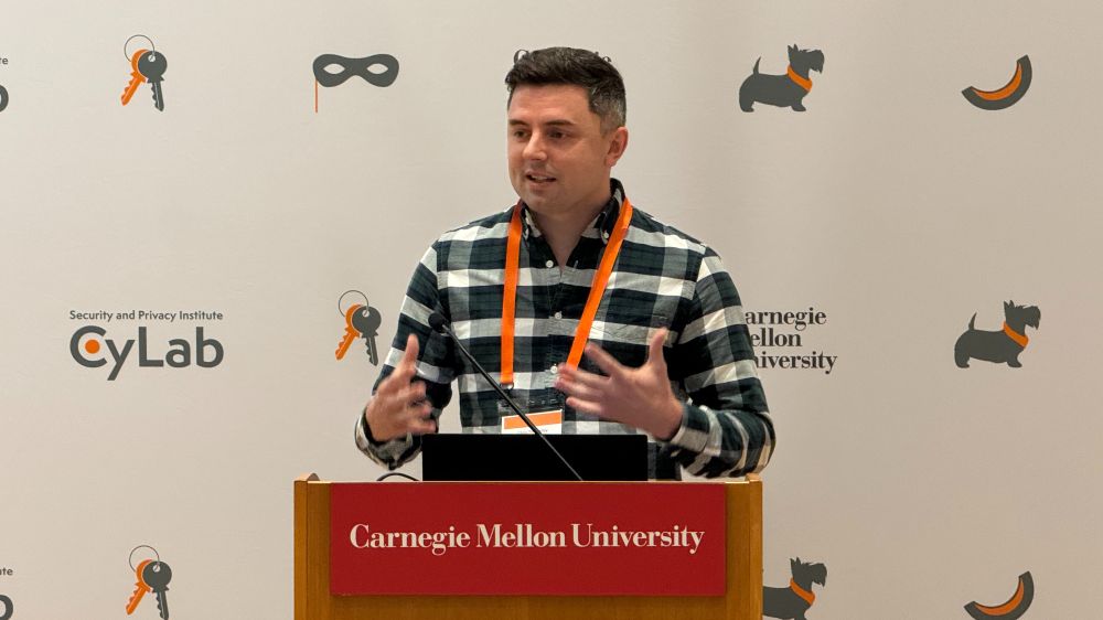 Photo of Christopher Timperley speaking at the CyLab Robotics Security and Privacy Workshop