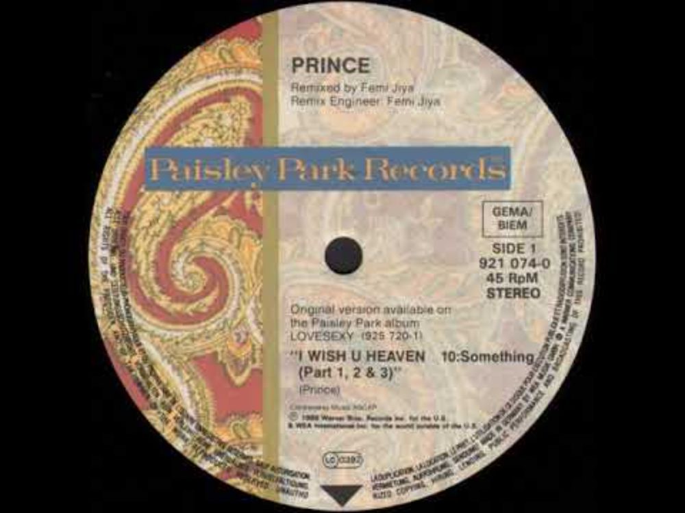 PRINCE I wish u Heaven (Pt 1-2-3) 12'' FEMI JIYA Remix