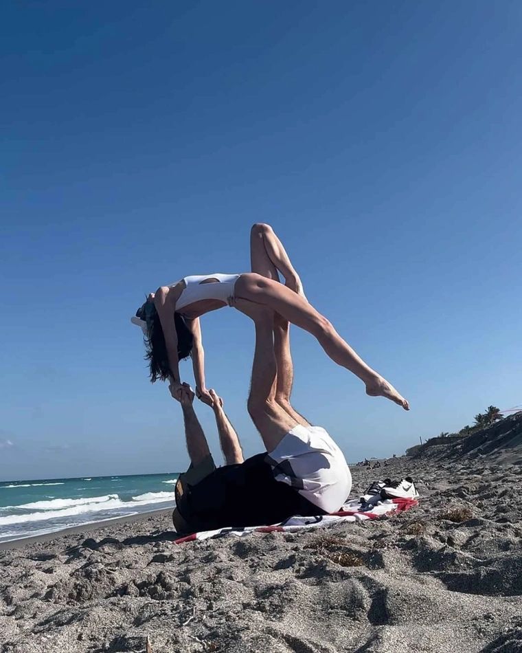Bill Belichick beach yoga